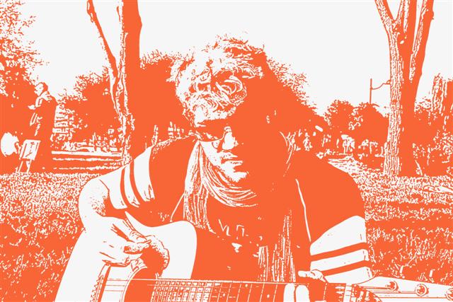 chitarrista a due colori