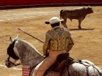 Hombre y toro esperan...