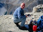 Pausa caff� in cima al Forte dello Chaberton (3100 m.)